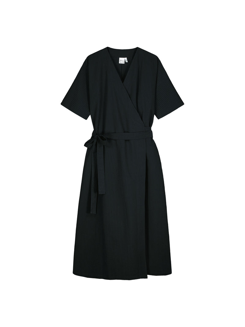 Ava seersucker kietaisumekko, Black