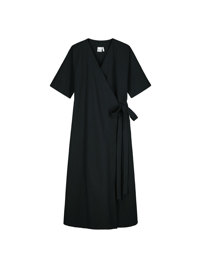 Ava seersucker kietaisumekko, Black