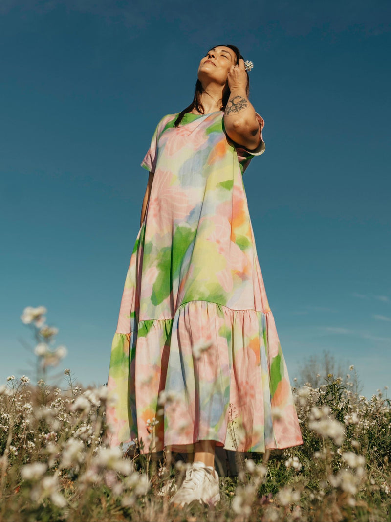 SAMPLE SALE Pink Bloom aikuisten maksimekko