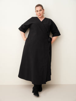 Ava seersucker kietaisumekko, Black