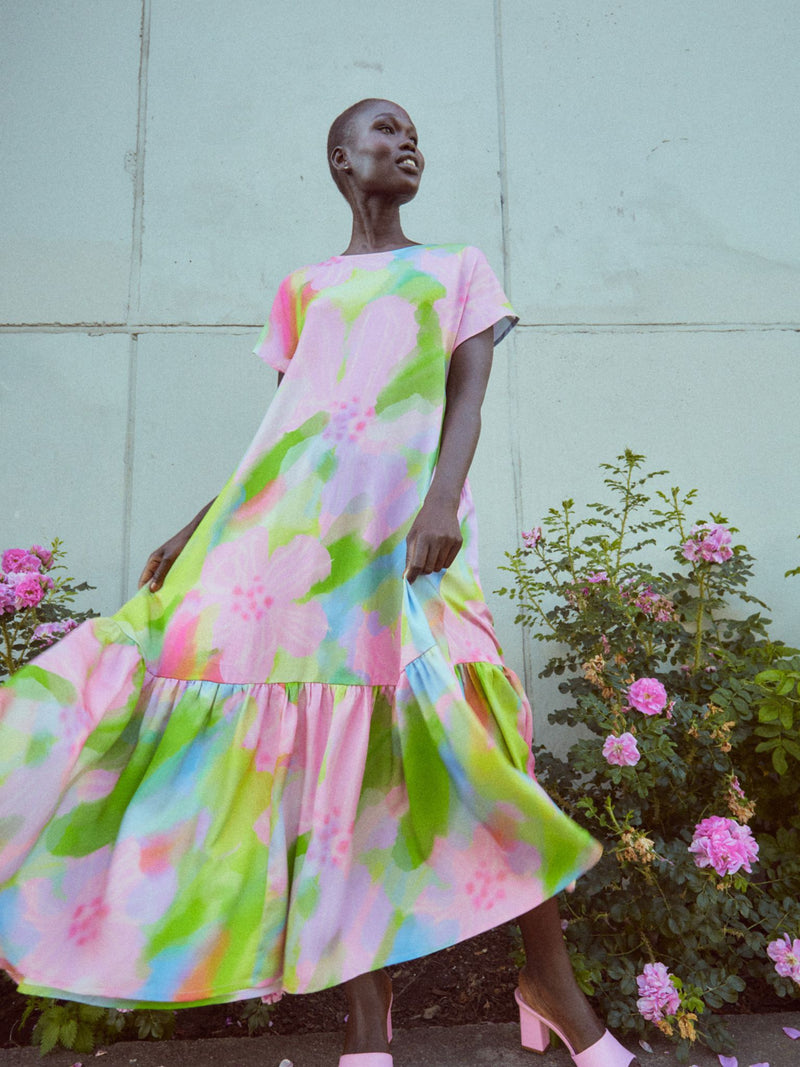 SAMPLE SALE Pink Bloom aikuisten maksimekko