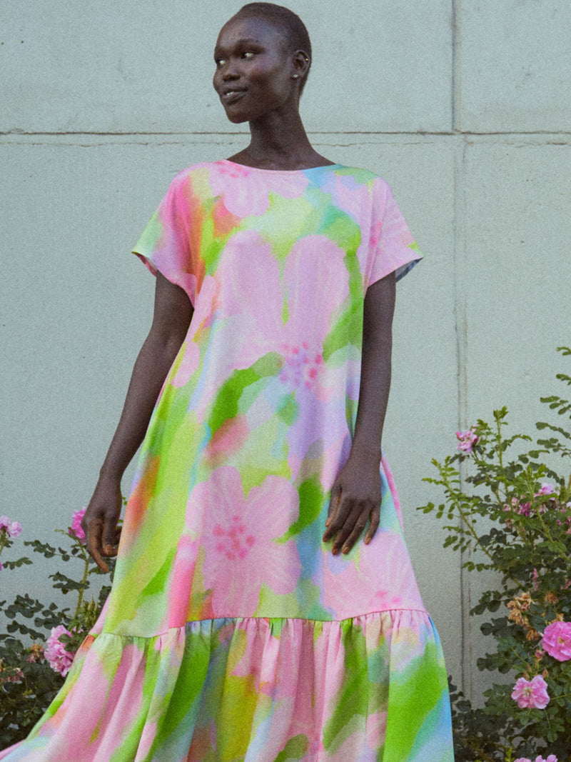 SAMPLE SALE Pink Bloom aikuisten maksimekko