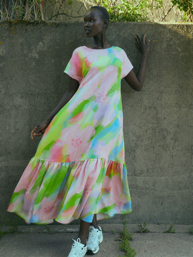 SAMPLE SALE Pink Bloom aikuisten maksimekko