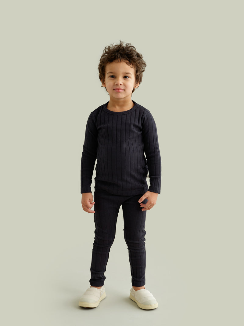 Leveä ribbi -leggingsit, ash black