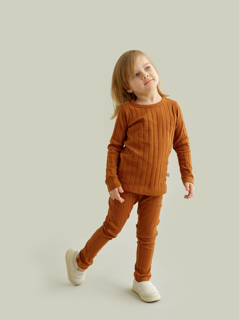 Leveä ribbi -leggingsit, terra
