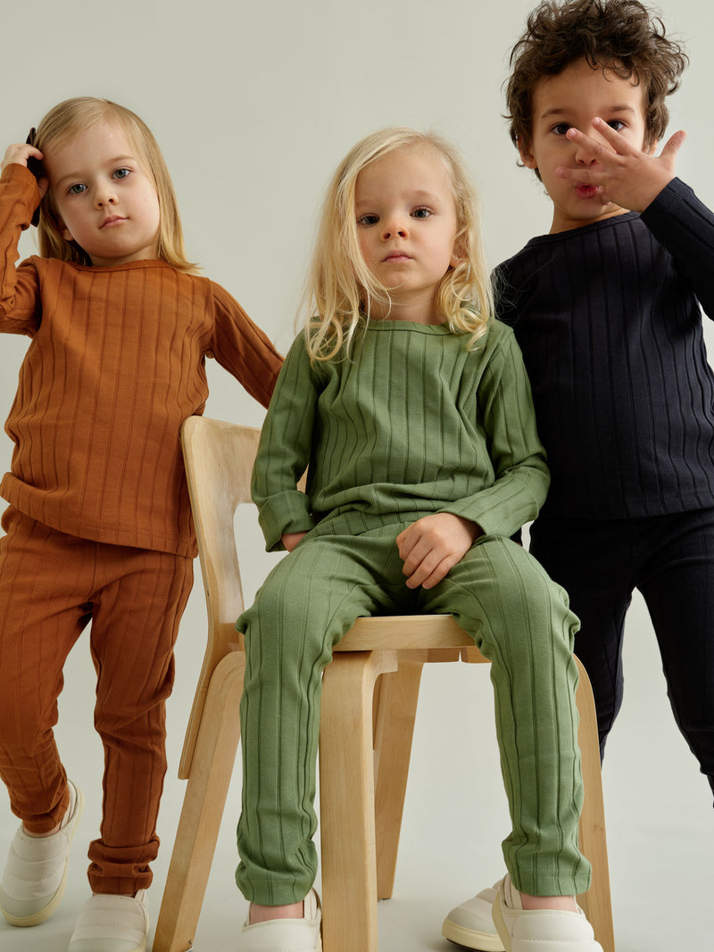 Leveä ribbi -leggingsit, sage